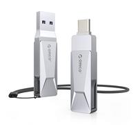 ORICO Memoria USB de 128 GB, USB 3.2, OTG, hasta 150 MB/s, 2 en 1, Tipo C, de Metal, para iPhone 17/16/15, Android, Smartphones, Tablets, Mac, Computadora Portátil, Plata, CB05