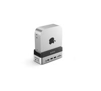 ORICO MiniDock - Hub y soporte para Mac mini M4/M4 Pro con carcasa SSD NVMe de 40 Gbps, base de conexión USB C con 2 puertos USB-A de 10 Gbps, HDMI 4K @ 60 Hz, PD 100 W, lector de tarjetas SD/TF 3.0