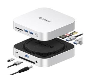 ORICO MiniLink 40 Gbps Mac Mini M6/M5 Pro/M4 Dock con 2 cajas SSD NVMe | 7-in-1 - Estación de acoplamiento con 2 x USB A 10 Gbps, SD/TF 4.0, M47P