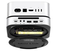 ORICO MiniLink Docking Station de 40 Gbps para Mac mini M4, USB4, caja SSD M.2 NVMe (hasta 8TB), con funda de aluminio, 2 x USB-A 480 Mbps, 3,5 mm TRS, diseñado para Mac mini M4, MacBook y Macs - M45P