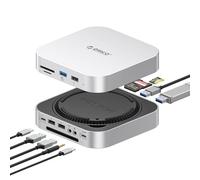 ORICO MiniLink Hub USB-C para Mac Mini M4, Alojamiento para SSD SATA de hasta 4 TB, 1× USB-A 3.0 a 5 Gbps, 3× USB-A 2.0, Lectores SD/TF 3.0, Conector de Audio/Micrófono de 3,5 mm - M410P