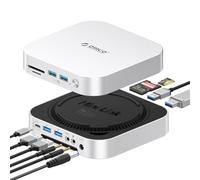 ORICO MiniLink Hub USB para Mac Mini M4 con Alojamiento para SSD M.2 NVMe/SATA, Dock en Aluminio 9 en 1, 2× USB-A a 10 Gbps, 2× USB-A 2.0, Lectores SD/TF 3.0, Conector de 3,5 mm - M49P