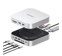 ORICO MiniLink M48P - Estación de acoplamiento para Mac mini M4 (2 puertos USB A 3.20, USB C 3.0, USB 3.0, TF/SD 3.0, 2 puertos de 3,5 mm AUX, 5 V/3 A)