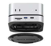ORICO MiniLink Mac Mini M4 Hub, Estación de Acoplamiento 5Gbps con Carcasa M.2 2280 SATA SSD, USB 3.0, 3xUSB 2.0, TF/SD 3.0, 2x3.5mm AUX, Conexión de Alimentación 5V/3A