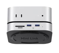 ORICO MiniLink Mac mini M4 Hub, puerto USB 3.0 de 5 Gbps, lectores de tarjetas SD 3.0/TF 3.0, conector de auriculares de 3.5 mm y conector de micrófono (M48P)