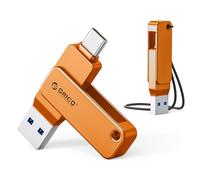 ORICO Pendrive 64 GB USB C Naranja, Memoria USB 3.2 Gen 1 Doble Interfaz, Mini Flash Drive Lectura hasta 150 MB/s, Compatible con iPhone 15/16/17, Android, Tableta, Portátil y Mac, Plug and Play-EB05