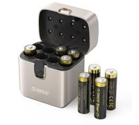 ORICO Pilas Recargables AA de Litio 1.5V con Cargador 2300 mWh, Pack de 8 Unidades, Carga Rápida 3H, Función de Reparación y Activación, Recargables 1500 Veces, Entrada 5V 3A para Blink y Xbox - EV8P