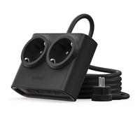 ORICO PowerBrick 6-en-1 Regleta Enchufes Negro - 2 Tomas AC + 4 USB (2 USB-C PD), Carga Rápida 25W GAN, Cable 1,6m, 2500W MAX para Hogar, Oficina, Mesa(PDC)