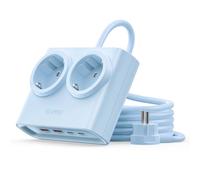 ORICO Regleta Enchufes 6-en-1 PowerBrick Azul - 2 Tomas AC + 4 USB (2 USB-C PD), Carga Rápida 25W GAN, Cable 1,6m, 2500W MAX para Hogar, Oficina, Mesa(PDC)