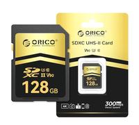 ORICO SD90 Tarjeta SD 128GB UHS-II C10 U3 V90, Lectura hasta 300 MB/s | 8K UHD, 4K UHD, Full HD, Tarjeta de Memoria SDXC para Fotógrafos y Videastas Profesionales