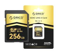 ORICO SD90 Tarjeta SD 256GB UHS-II C10 U3 V90, Lectura hasta 300 MB/s | 8K UHD, 4K UHD, Full HD, Tarjeta de Memoria SDXC para Fotógrafos y Videastas Profesionales
