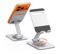 ORICO Soporte Móvil Mesa con Rotación 360°, Soporte Teléfono Escritorio Ajustable y Plegable, Soportes para Moviles Portátil para iPhone 17/16/15/14/13/12 Pro MAX y Smartphones hasta 6,9"- PS2, Plata