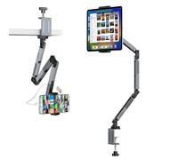 ORICO Soporte para Tablet con hub USB Integrado, Brazo Ajustable de Aluminio para iPad Pro/Air/Mini, Galaxy Tab y Tablets hasta 12,9", teletrabajo y creación de Contenido - RA1-3P, Gris