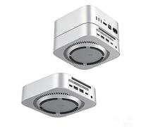 ORICO STH03 Soporte Extensible Mac Mini | Type-C+2USB+3,5mm Audio | Interruptor Integrado + refrigeración 360°, ABS Plateado