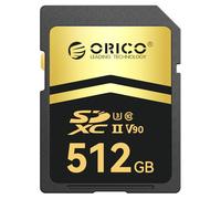 ORICO Tarjeta SD 512 GB, UHS-II, C10, U3, V90, 8K UHD, 4K UHD, Full HD, Velocidad de Lectura hasta 300 MB/s, Tarjeta de Memoria SDXC para Fotógrafos y Videastas Profesionales - SD90