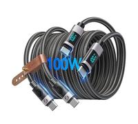 ORICO USB C a USB C Cable con Pantalla -?2Pack 2M+2M?5A Cable de Carga Rápida 100W Tipo C LED Display Cable Compatible con iPhone 15/Pro/Plus/Pro Max, MacBook, iPad Pro/Air.