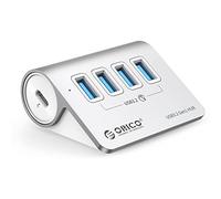 Orico USB C Hub, 4 - Port Aluminum USB hub, 5Gbps Adaptador USB con Cable USB C de 0.5m y Adaptador USB A, Divisor USB para macbook, MacBook Pro y MacBook Air