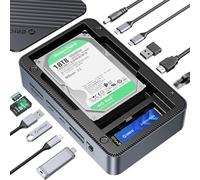 ORICO USB-C Hub con Carcasa Doble Disco Duro, Docking Station USB C con M.2 NVMe/SATA SSD & Disco Duro SATA de 2.5/3.5 Pulgadas, Soporta 4K HDMI, PD100W, SD/TF, Gigabit Ethernet-D35M2