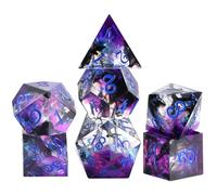 OriCraft Dark Magic Dice Juego de Dados DND Mazmorras y Dragones Juego de rol poliédrico Dados para Juegos Mundo Submarino Negro D20 Esquinas afiladas Mundo mágico Juego de 7 Dados de Halloween