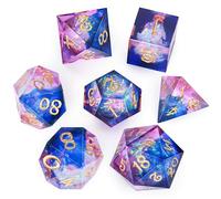 OriCraft Pink Magic Dice Juego de Dados DND Mazmorras y Dragones Juego de rol poliédrico Dados Underwater World D20 Pink Magical World Juego de 7 Piezas Dados de Halloween Esquinas afiladas