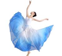 ORIDOOR 720 - Falda de baile lírica de hadas de 35 pulgadas de largo para mujer, color degradado, falda de baile moderna, A azul y blanco., Talla única