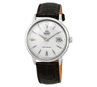 Orient Bambino automático esfera blanca correa de cuero marrón reloj para hom...