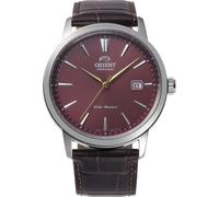 Orient Bambino automático esfera roja correa de cuero reloj de vestir para ho...