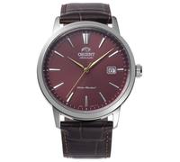Orient Bambino RA-AC0F15R30B - Reloj automático para hombre, exclusivo europeo, cristal de zafiro, caja en tono oro rosa, esfera marrón Sunburst, correa de cuero, fondo de caja de exposición