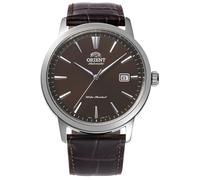 Orient Bambino RA-AC0F17Y30B - Reloj automático para hombre, exclusivo europeo, cristal de zafiro, esfera marrón, correa de piel en relieve de cocodrilo, 41,6 mm, fondo de caja de exposición
