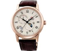 Orient Bambino Sun & Moon automático esfera marfil oro rosa reloj para...