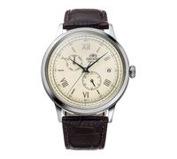 Reloj ORIENT RA-AK0702Y Hombre Automático Acero Correa Cuero Esfera Beige Nuevo