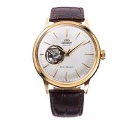 Orient Classic - Reloj de Hombre automático con Cuerda Manual Elegante para niño, Modelo Open Heart AG00, Cuero Dorado, Clásico