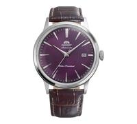 Orient Reloj automático Bambino RA-AC0032V30B, esfera morada, caja acero, correa cuero marrón, fecha