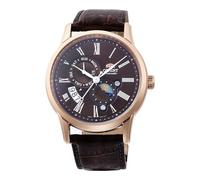 Orient Classic Sun & Moon AK00 - Reloj de Hombre automático de Carga Manual Elegante, Cuero Marrón, Clásico