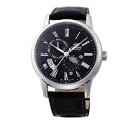 Orient Classic Sun & Moon AK00 - Reloj de Hombre automático de Carga Manual Elegante, Piel, Color Negro, Clásico