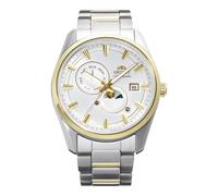 Orient Stretto Sun & Moon RA-AK0312S30B - Reloj mecánico automático unisex de 41,5 mm, esfera blanca, caja y pulsera de acero inoxidable, visualización de fecha, edición limitada