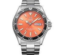 Orient Kamasu - Reloj automático de buceo de 200 m, acero inoxidable, cristal de zafiro, naranja, Buceo