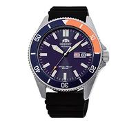 Orient Kano/Big Mako - Reloj de Pulsera mecánico mecánico para Hombre, automático, de Acero o Silicona, Sumergible, Silicona Azul Naranja, Correa