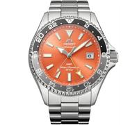 Orient Mako GMT - Reloj automático de acero inoxidable, hora mundial, naranja, Buceo