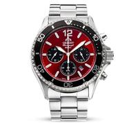 Orient Mako Solar esfera roja pulsera de acero reloj para hombre RA-TX0207R10...