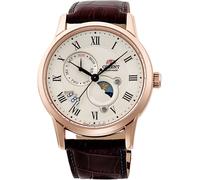 Orient Reloj mecánico Sun & Moon (42,5 mm), Esfera Marfil/Piel marrón RA-AK0007S30B