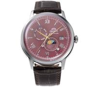 Reloj ORIENT RA-AK0807R Hombre Automático Acero Correa Cuero Esfera Rojo Nuevo