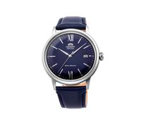 Orient Reloj automático japonés de acero inoxidable con correa de cuero, azul, 21 (Modelo: RA-AC0021L10B)