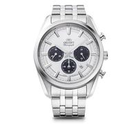 Orient Reloj cronógrafo con energía Solar para Hombre, Color Blanco, Tipo Pulsera, Blanco, Tipo Pulsera