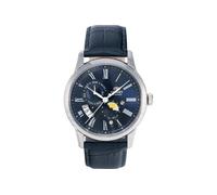 Orient Reloj japonés de acero inoxidable con cuerda automática/manual con correa de cuero, azul, 22 (Modelo: RA-AK0011D10B)