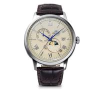 Orient RN-AK0803Y Classic Bambino Sun and Moon - Reloj de cuero para hombre, importación japonesa, nuevo, 100%, Clásico