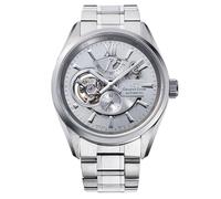 ORIENT STAR Reloj de pulsera moderno y contemporáneo para hombre, cuerda automática, correa de acero inoxidable y caja de acero inoxidable, esfera gris analógica gris, RE-AV0125S00B, plateado, Moderno