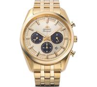 Orient Stretto RA-TX0301G10B - Reloj cronógrafo Solar de 40 mm, Esfera champán, Correa de Color Dorado, para Hombre, Dorado, Clásico