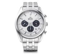 Orient Stretto Solar Cronógrafo Esfera Blanca Correa de Acero Reloj para...