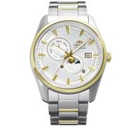 Orient Stretto Sun & Moon RA-AK0312S30B - Reloj mecánico automático unisex de 41,5 mm, esfera blanca, caja y pulsera de acero inoxidable, visualización de fecha, edición limitada